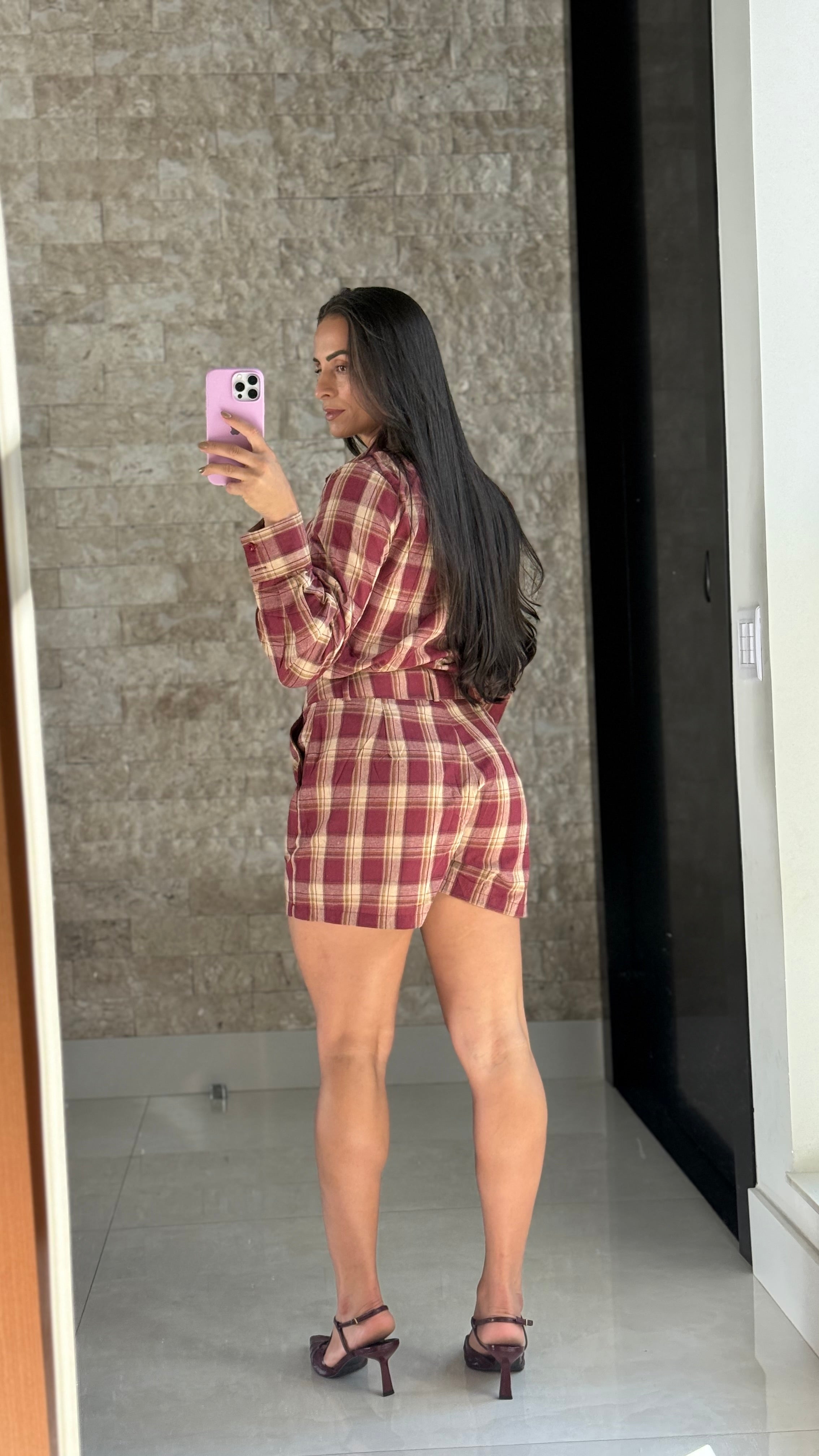 CONJUNTO XADREZ DE SHORT E CAMISA