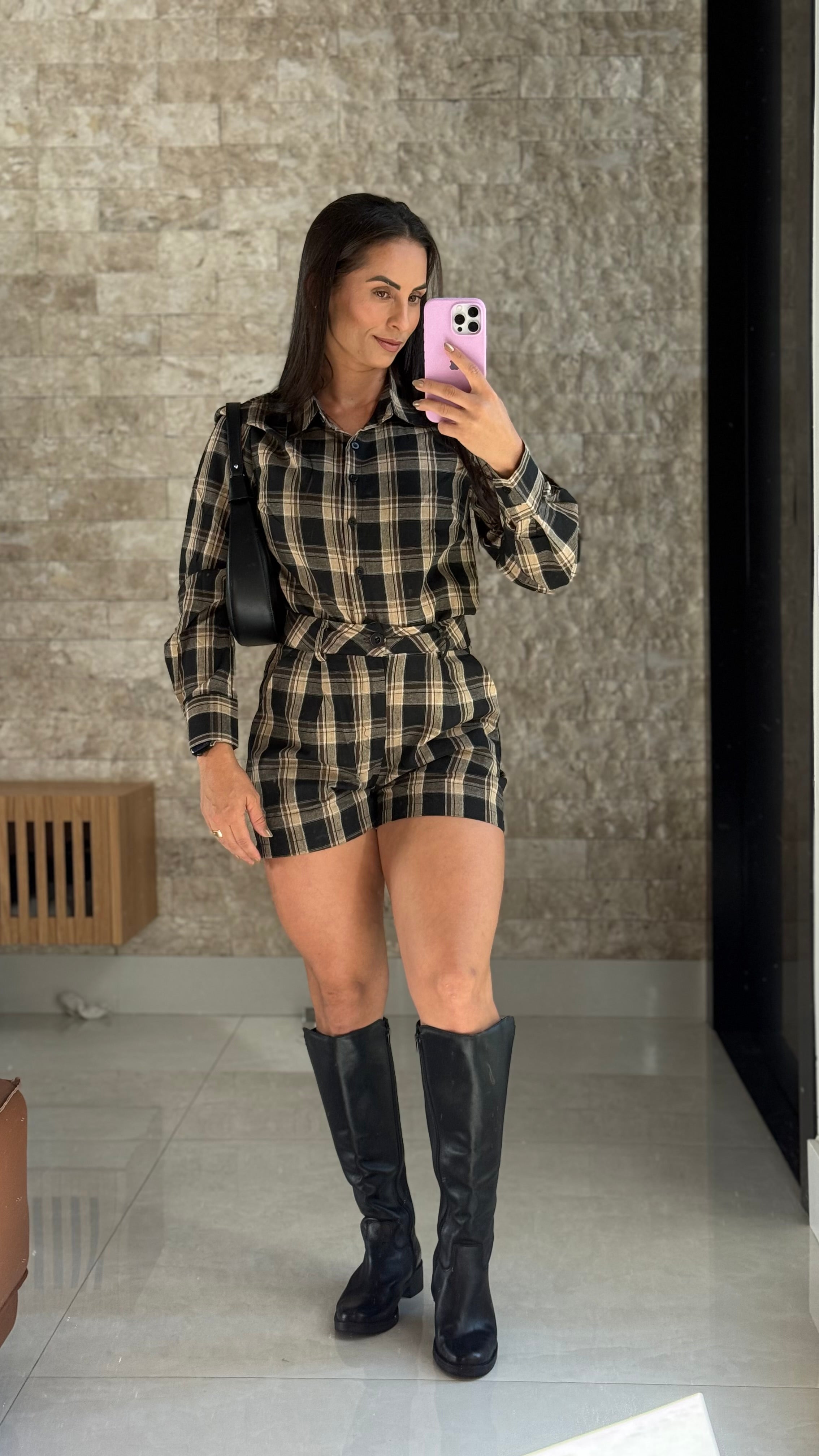 CONJUNTO XADREZ DE SHORT E CAMISA