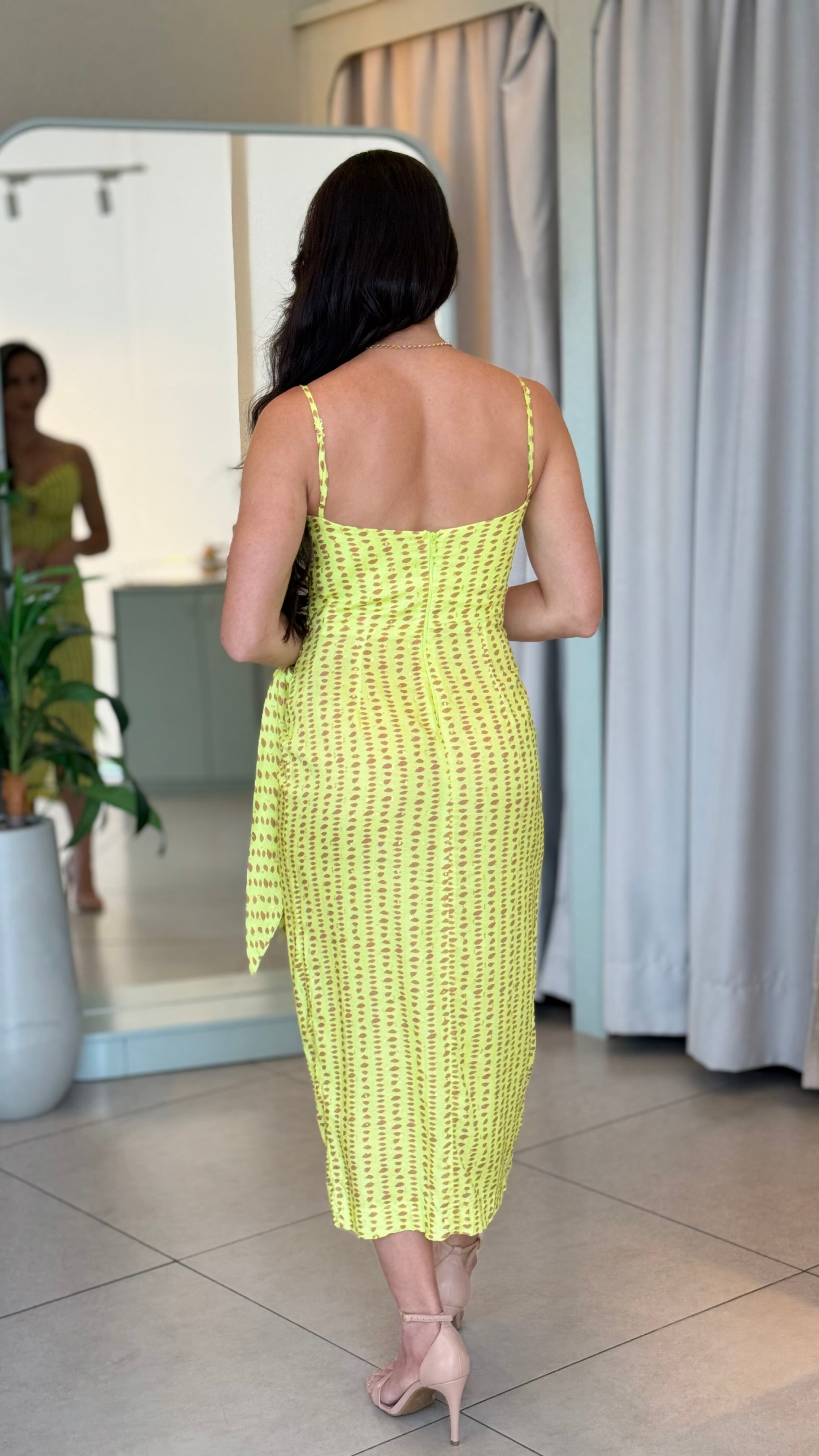 VESTIDO PÉTALAS MIDI ESTAMPADO VERDE