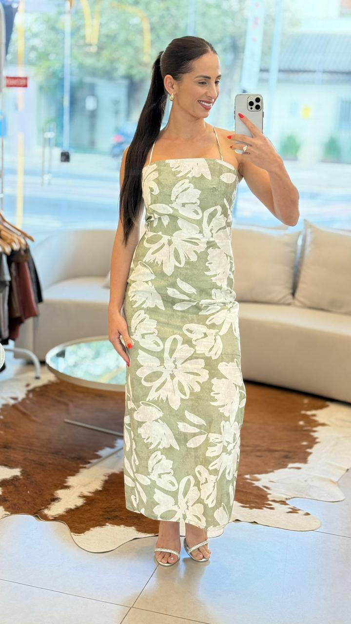 VESTIDO MIDI ESTAMPA FLOR DE LOTUS